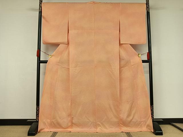 平和屋着物▽お召　単衣　鹿の子文様　暈し染め　正絹　逸品　AABL0360jh