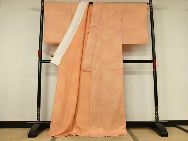 平和屋着物▽お召　単衣　鹿の子文様　暈し染め　正絹　逸品　AABL0360jh