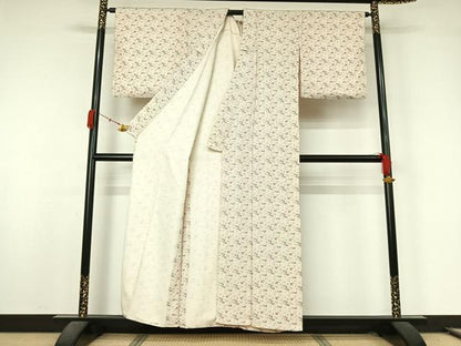 平和屋着物▽上質な小紋　単衣　鳳凰花唐草文　正絹　逸品　AABL0361jh