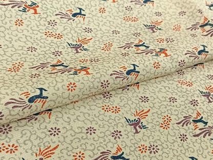 平和屋着物▽上質な小紋　単衣　鳳凰花唐草文　正絹　逸品　AABL0361jh