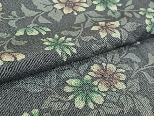 平和屋着物▽上質な小紋　単衣　草花文　正絹　逸品　AABL0365jh