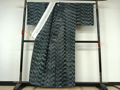 平和屋着物▽上質な紬 　単衣　霞文 　正絹　逸品　未使用　AABL0367jh