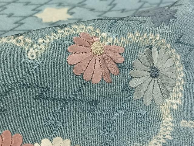 平和屋着物▽訪問着　単衣　中国三大刺繍　相良刺繍　絞り　雲重ね花文　正絹　逸品　AABL0370jh