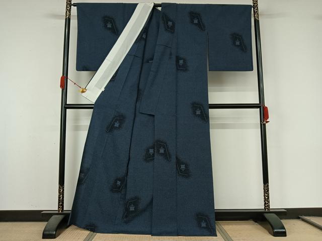 平和屋着物▽お召　単衣　吊り下げ灯篭　小田急百貨店扱い　正絹　逸品　AABL0373jh