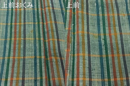 平和屋着物▽上質な紬　単衣　格子　正絹　逸品　AABL0377jh