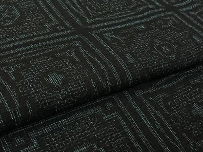 平和屋着物▽結城ちぢみ　単衣　幾何学文様　正絹　逸品　AABL0382jh