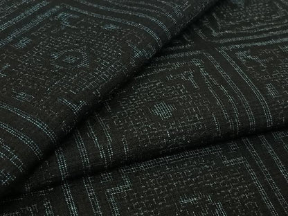 平和屋着物▽結城ちぢみ　単衣　幾何学文様　正絹　逸品　AABL0382jh