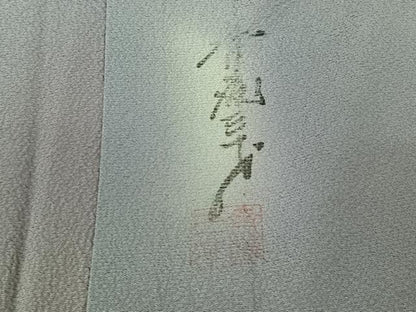 平和屋着物▽染色作家　斉藤三才　小紋　単衣　霞文　暈し染め　正絹　逸品　AABL0385jh