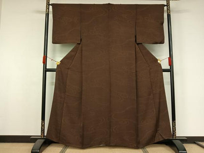 平和屋着物▽上質な小紋　単衣　流水文　正絹　逸品　AABL0386jh