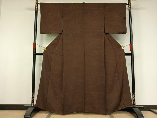 平和屋着物▽上質な小紋　単衣　流水文　正絹　逸品　AABL0386jh
