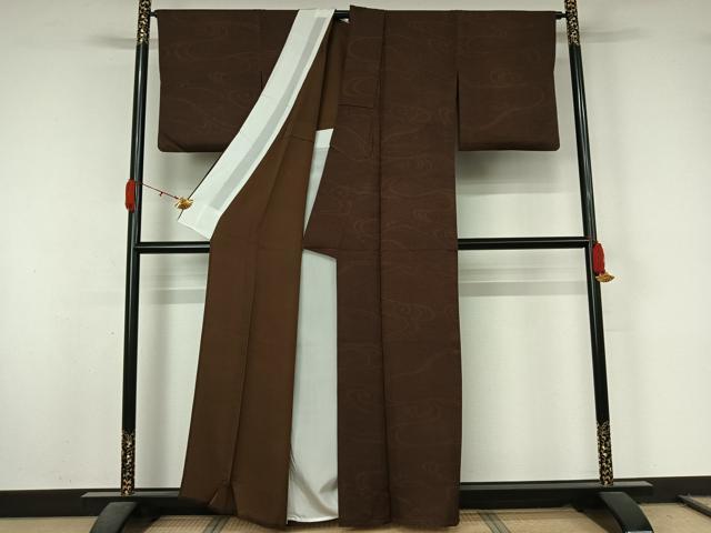 平和屋着物▽上質な小紋　単衣　流水文　正絹　逸品　AABL0386jh