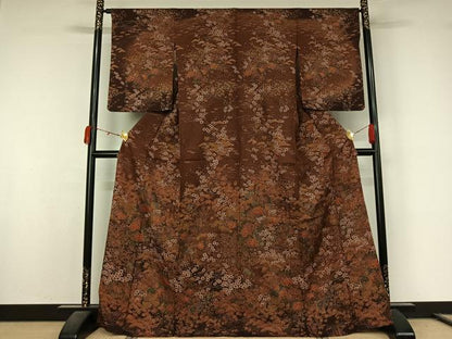 平和屋着物▽訪問着　単衣　御所車花文　金彩　正絹　逸品　AABL0387jh