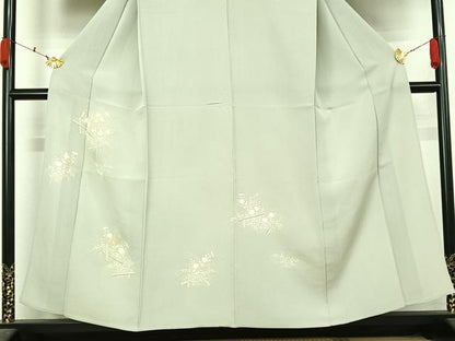 平和屋着物▽訪問着　単衣　竹屋町刺繍　草花文　金彩　正絹　逸品　AABL0388jh