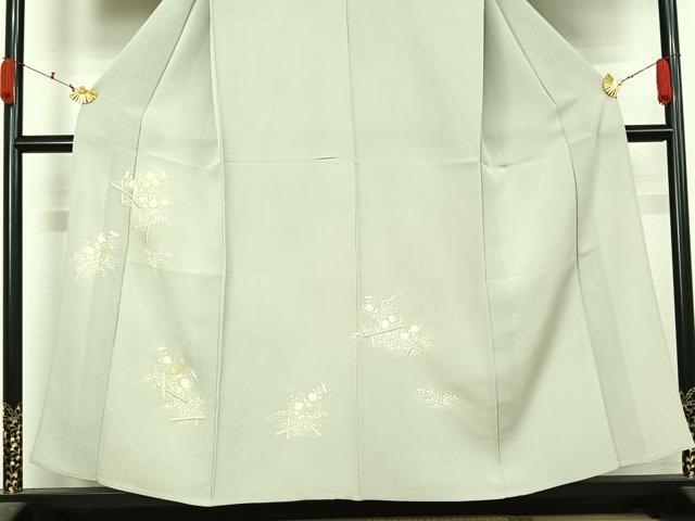 平和屋着物▽訪問着　単衣　竹屋町刺繍　草花文　金彩　正絹　逸品　AABL0388jh