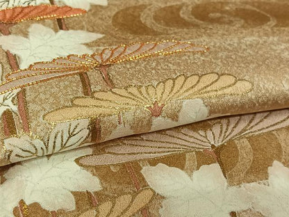 平和屋着物▽訪問着　単衣　駒刺繍　流水花文　金彩　正絹　逸品　AABL0392jh