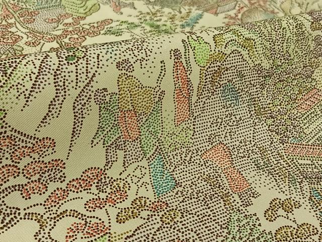 平和屋着物▽本場染大島紬　単衣　風景人物文　正絹　逸品　AABL0394jh