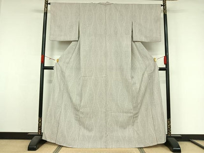 平和屋着物▽お召　単衣　立涌花文　正絹　逸品　AABL0407jh