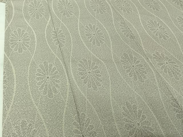 平和屋着物▽お召　単衣　立涌花文　正絹　逸品　AABL0407jh