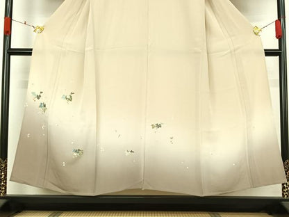 平和屋着物▽訪問着　単衣　南天文　暈し染め　正絹　逸品　AABL0411jh
