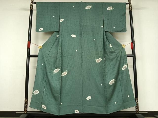 平和屋着物▽訪問着　単衣　絞り　地紙花文　正絹　逸品　AABL0414jh