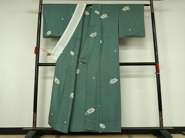 平和屋着物▽訪問着　単衣　絞り　地紙花文　正絹　逸品　AABL0414jh
