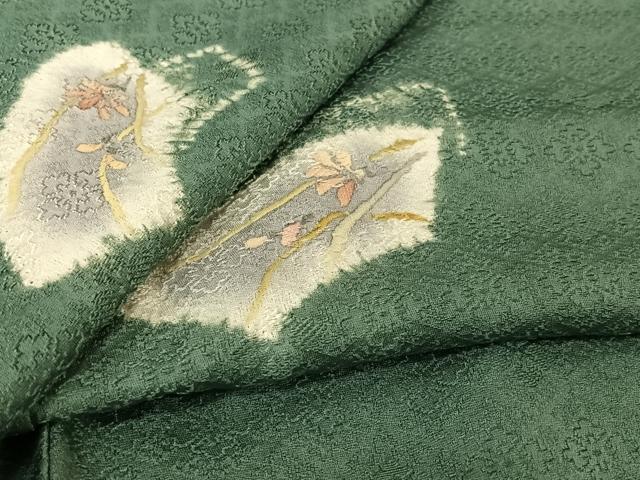 平和屋着物▽訪問着　単衣　絞り　地紙花文　正絹　逸品　AABL0414jh