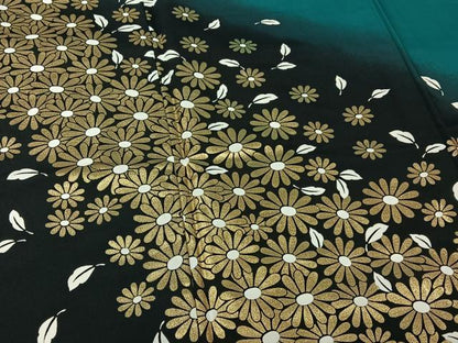 平和屋着物▽訪問着　単衣　草花文　暈し染め　金彩　洗える着物　AABL0421jh