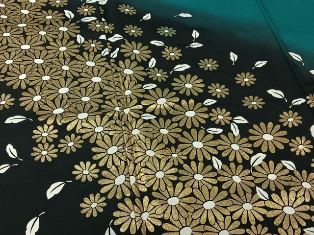 平和屋着物▽訪問着　単衣　草花文　暈し染め　金彩　洗える着物　AABL0421jh