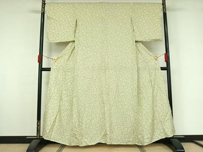 平和屋着物▽上質な小紋　単衣　花尽くし　正絹　逸品　AABL0423jh