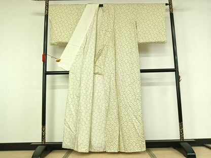 平和屋着物▽上質な小紋　単衣　花尽くし　正絹　逸品　AABL0423jh