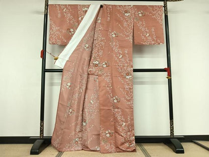 平和屋着物▽小紋　単衣　草花文　洗える着物　AABL0426jh