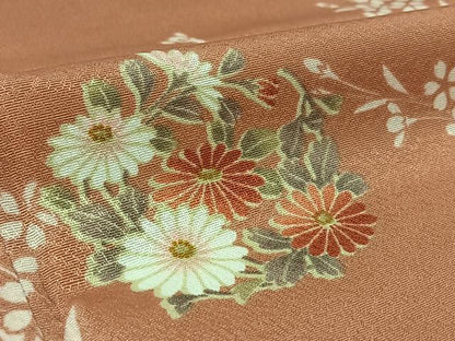 平和屋着物▽小紋　単衣　草花文　洗える着物　AABL0426jh