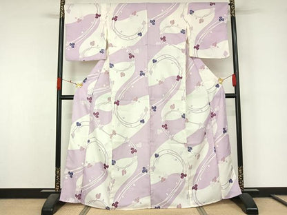 平和屋着物▽小紋　単衣　唐草文　洗える着物　AABL0427jh