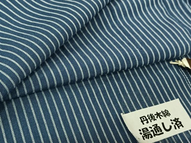 平和屋着物▽紬　単衣　縞　丹後木綿　AABL0434jh