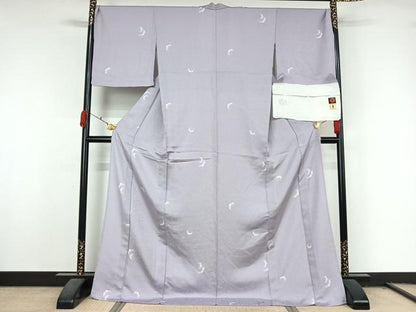 平和屋着物▽上質な小紋　単衣　友禅　雪輪文　ロング丈　正絹　逸品　AABL0435jh