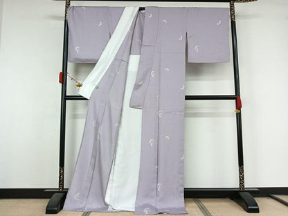 平和屋着物▽上質な小紋　単衣　友禅　雪輪文　ロング丈　正絹　逸品　AABL0435jh