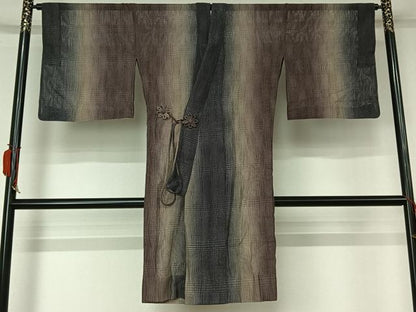平和屋着物▽道中着　スリーシーズン　春夏秋　塵除け　霞文　ロング丈　正絹　逸品　AABL0437jh