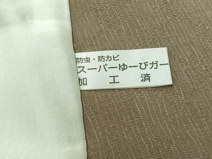 平和屋着物▽上質な小紋　単衣　紬地　市松文様　正絹　逸品　AABL0438jh