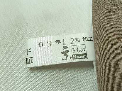 平和屋着物▽上質な小紋　単衣　紬地　市松文様　正絹　逸品　AABL0438jh
