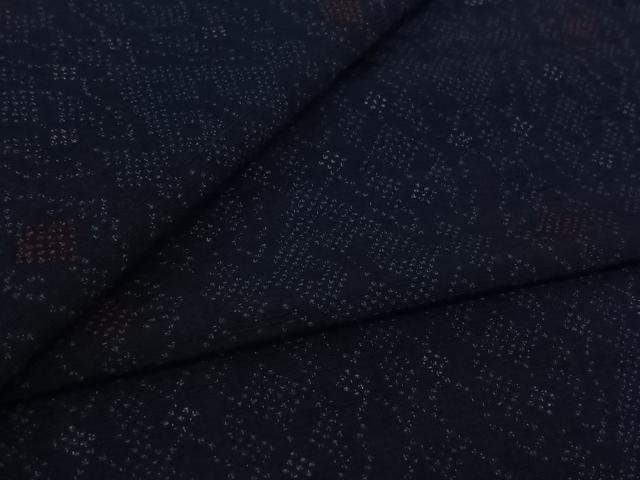 平和屋着物▽上質な紬 　単衣　 幾何学文様　正絹　逸品　未使用　AABL0440jh