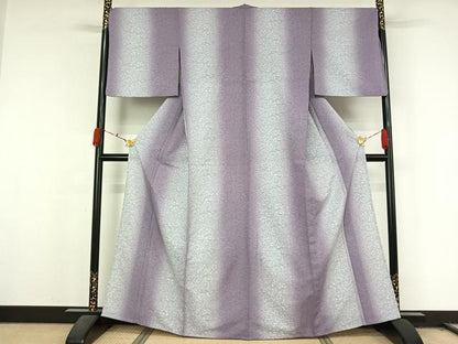 平和屋着物▽森英恵・HANAE MORI　小紋　単衣　草花文　暈し染め　やまと誂製　洗える着物　AABL0442jh