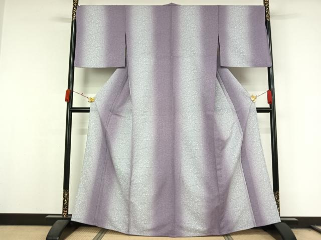 平和屋着物▽森英恵・HANAE MORI　小紋　単衣　草花文　暈し染め　やまと誂製　洗える着物　AABL0442jh