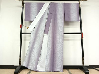 平和屋着物▽森英恵・HANAE MORI　小紋　単衣　草花文　暈し染め　やまと誂製　洗える着物　AABL0442jh