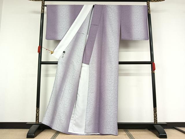 平和屋着物▽森英恵・HANAE MORI　小紋　単衣　草花文　暈し染め　やまと誂製　洗える着物　AABL0442jh