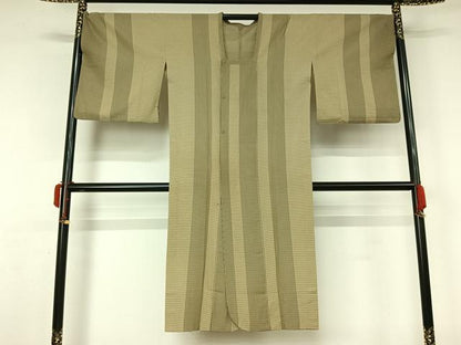平和屋着物▽道行コート　スリーシーズン　春夏秋　塵除け　間道　ロング丈　正絹　逸品　AABL0451jh