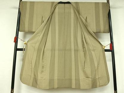 平和屋着物▽道行コート　スリーシーズン　春夏秋　塵除け　間道　ロング丈　正絹　逸品　AABL0451jh
