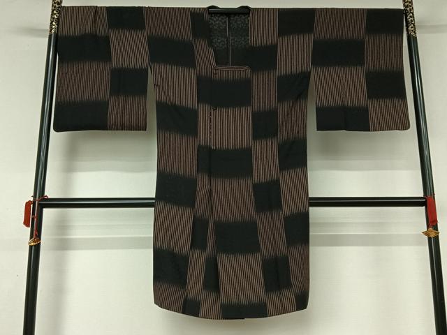 平和屋着物▽道行コート　スリーシーズン　春夏秋　塵除け　市松文様　ロング丈　AABL0452jh