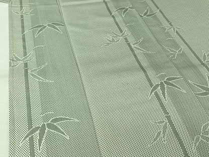 平和屋着物▽お召　単衣　笹竹文　正絹　逸品　AABL0460jh