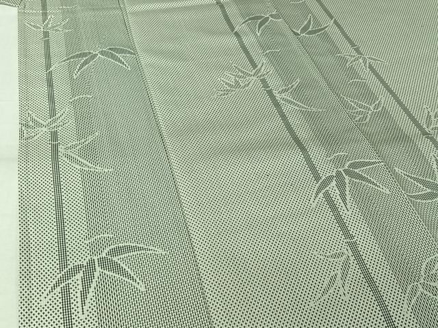 平和屋着物▽お召　単衣　笹竹文　正絹　逸品　AABL0460jh