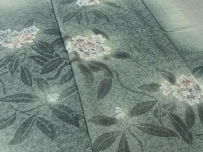 平和屋着物▽訪問着　単衣　手描き　刺繍　枝花文　暈し染め　正絹　逸品　AABL0464jh